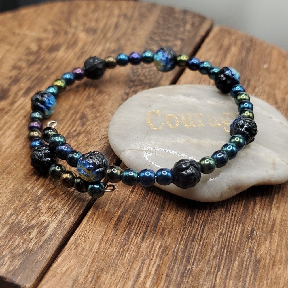 B2626 mermaid‎ rainbow sleek bracelet wire wrap